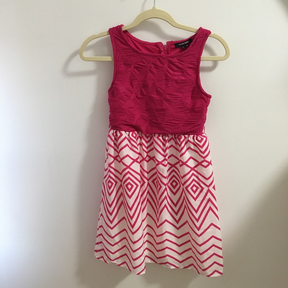 Pink and white dress with a striped design